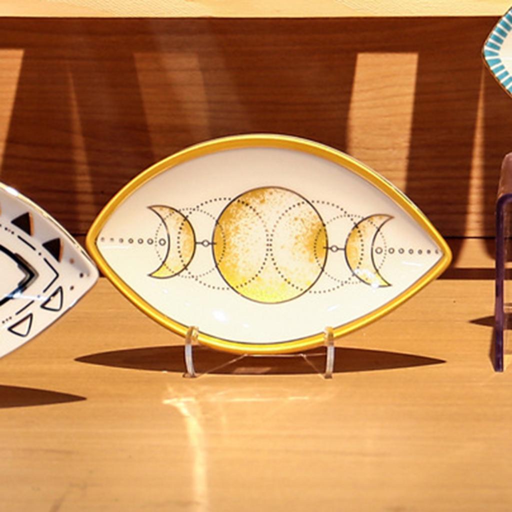 Multipurpose Creative Oval Eye Shaped Jewelry Tray Sturdy Ceramic Rings Holder Accessory for Fashionable Women Ladies