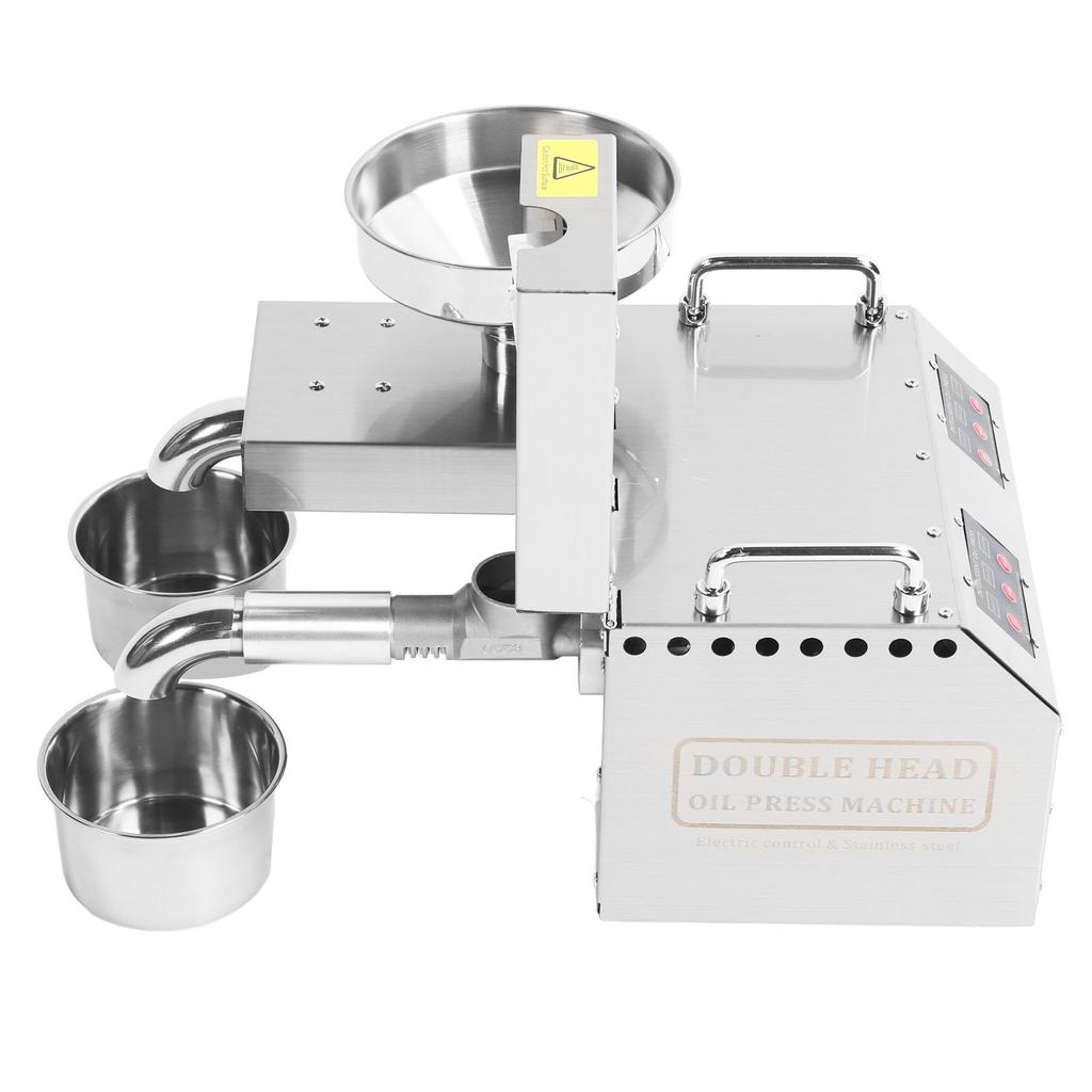 Double Head Oil Press Machine High Oil Yield Hot Cold Press Stainless Steel Small Automatic Oil
