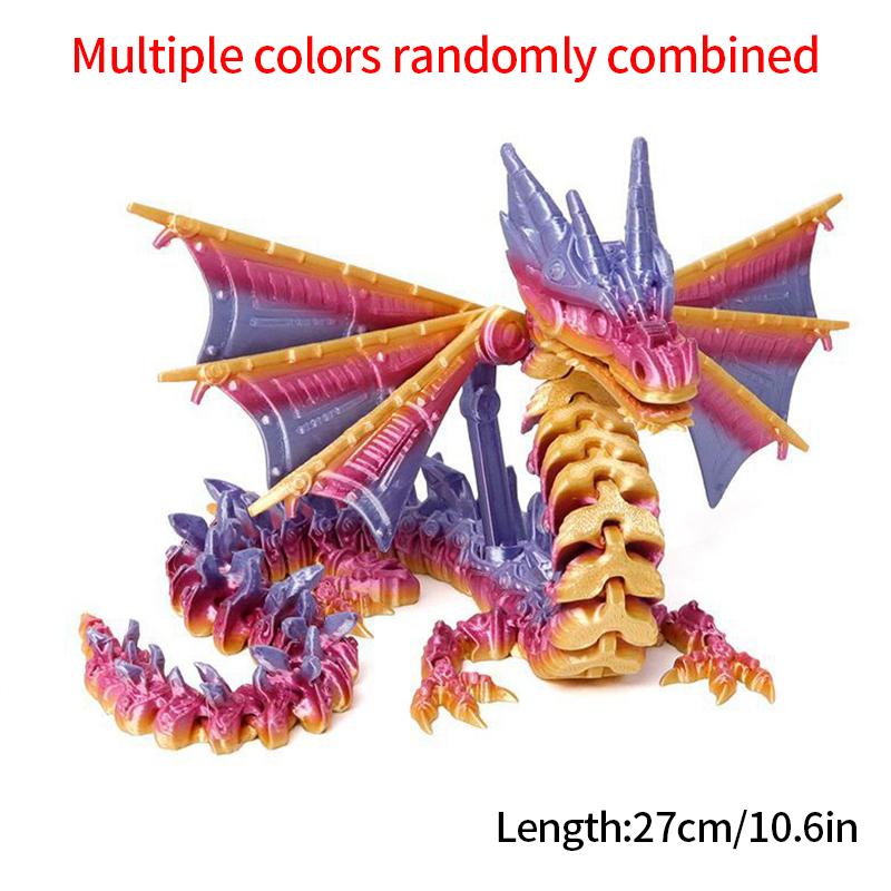 3D Printed Chinese Dragon Rotatable Dragons Kid Gifts Realistic Dragon Statue Landscaping Decoration Printed Figures Animals