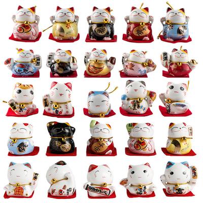 5 vnt. Mini Keraminis Laimės Katės Ornamentas Namų Automobilio Dekoravimas Feng Šui Miela Maneki Neko Figūrėlė Stalo Dekoravimas Laimės Katės Rankdarbis Dovana