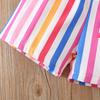 Girls 2 Piece Outfit 1-8Y Pink Sleeveless Tank Top with Striped Shorts Set Kids Summer Floral Clothing Sets