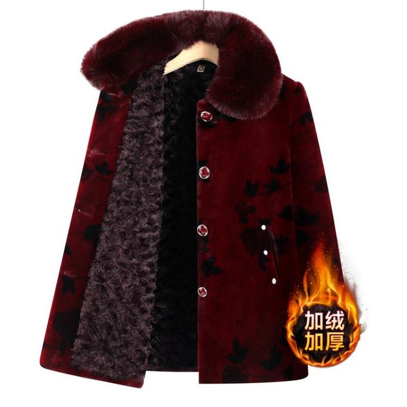 Winter Velvet Thickened Mink Coat Medium Old Man Cotton Coat Warm 0 Old Lady Coat