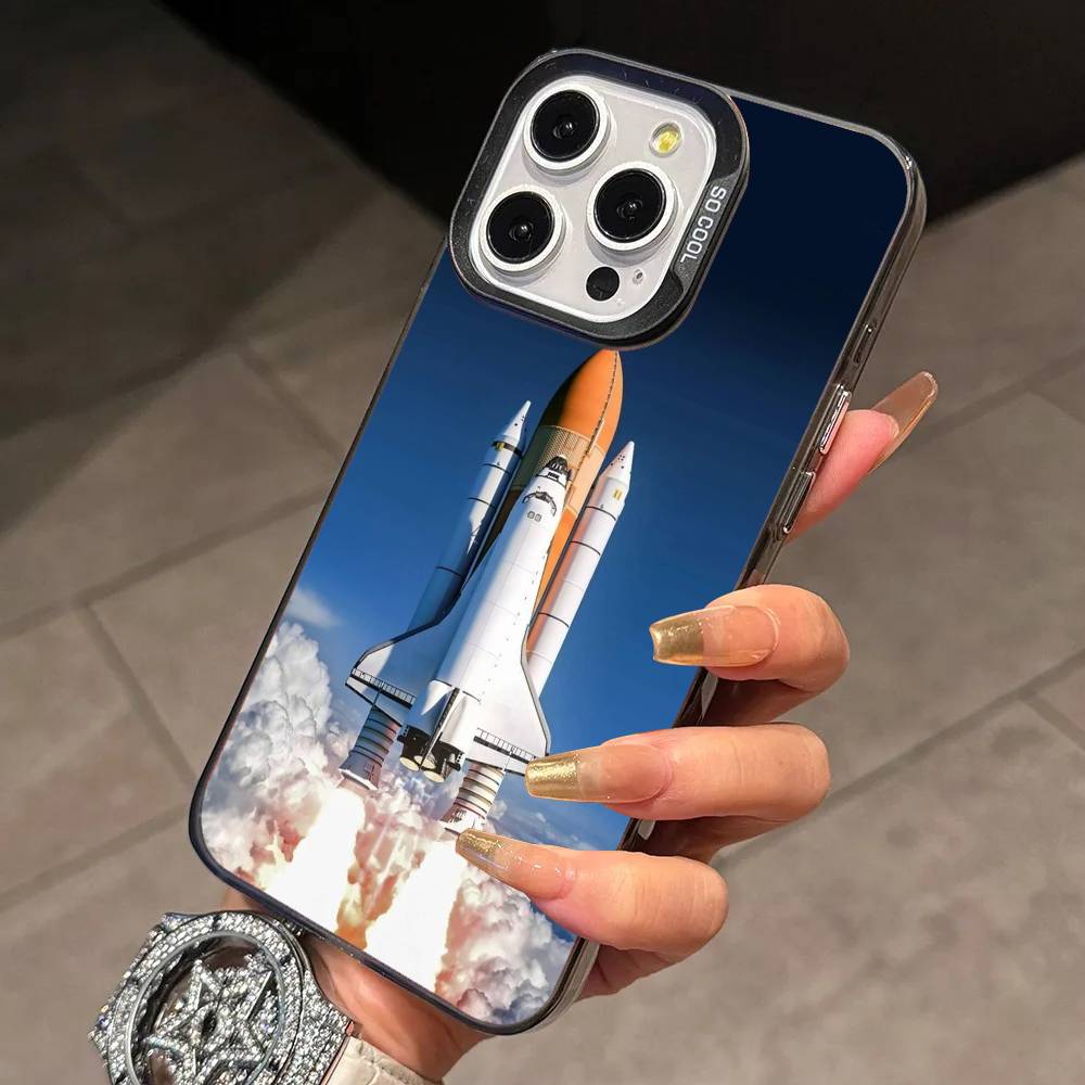 Launch the R-rocket Phone Case For iPhone 17,16,15,14,13,12,11 Plus,Pro Max,XS,Colorful Silver Black Cover