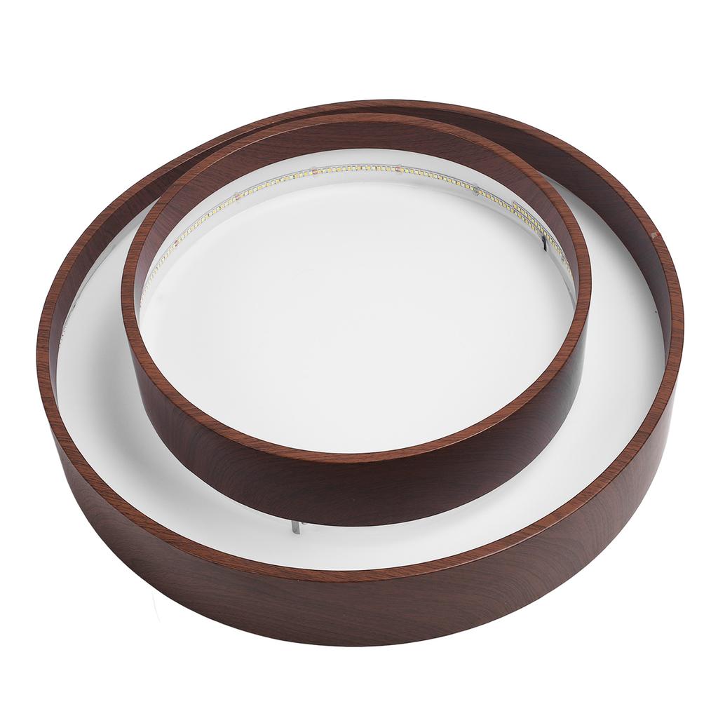 LED Ceiling Light Fixture Walnut Wood Grain Flush Mount Round Remote Control Light 3 Color