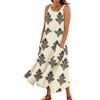 Women's Summer Casual Fashion Flower Printed Sleeveless Pocket Dress