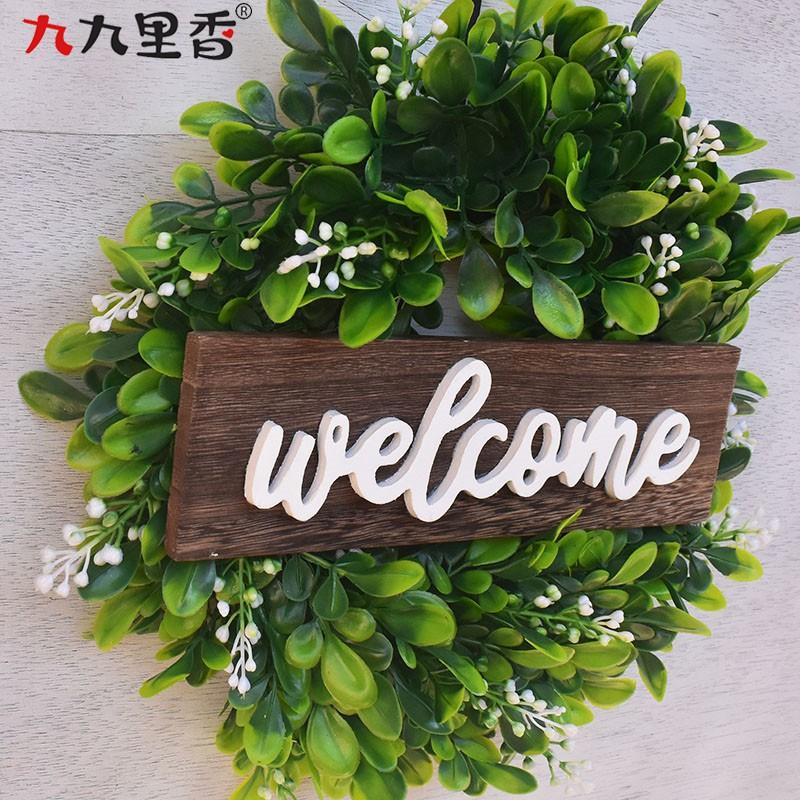 Rustic Wooden Welcome Sign With Eucalyptus Wreath Door Decor Photography Prop 30cm