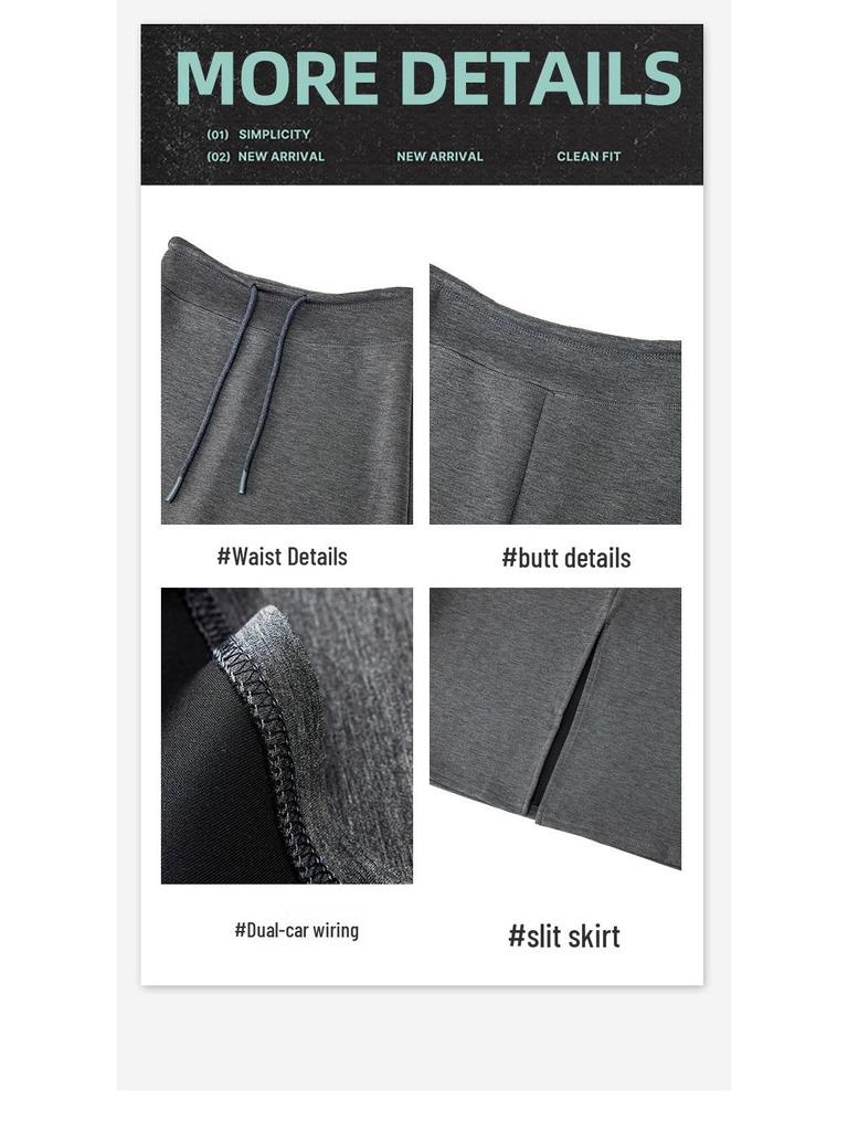 Women's Grey High-Waisted Drawstring Sports Skirt: 2025 Autumn/Winter Casual Loose Straight-Leg Half-Length.