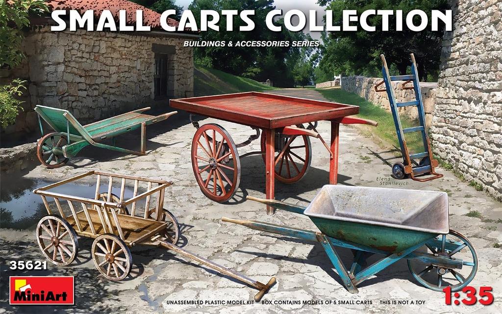 MiniArt Scale Handcart Set of 5 Plastic Models MA35621 1/35