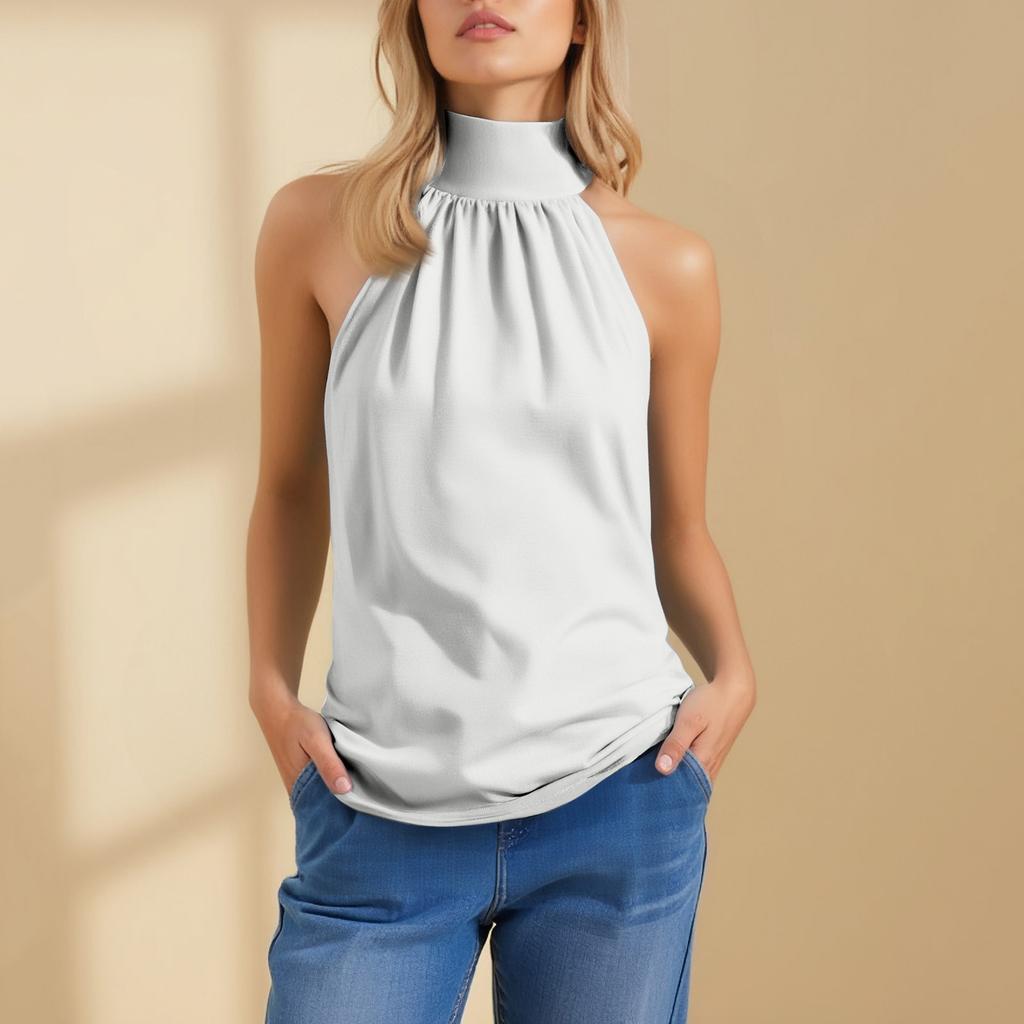 Modisches und lässiges ärmelloses einfarbiges sexy rückenfreies Top für Damen