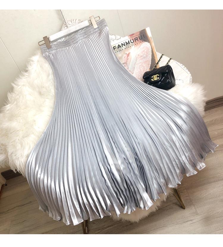 High Waist Satin Pleated Fishtail Skirt - 1 Meter Long Women's Dance Skirt with Large Swing and Medium Length.