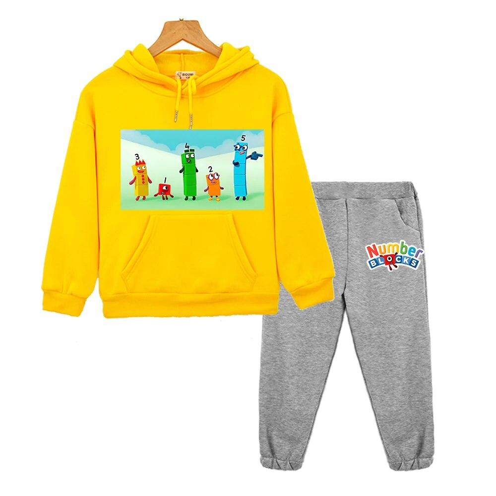 Anzahl Blöcke Mit Kapuze Sets Kinder Boutique Kleidung Herbst Jacke Casual Fleece Pullover Anime Hoodie Sweatshirt Jungen Mädchen Kleidung