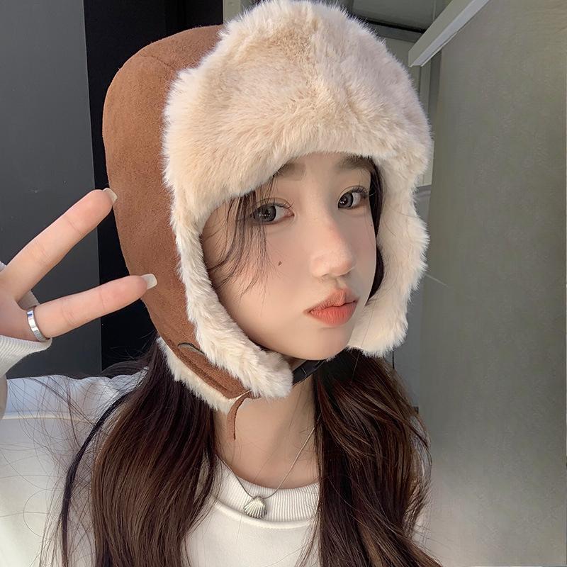 Women's Hats with Velvet Thickened Heating Electric Bike Outdoor Cycling Ear Protection Windproof Cold Northeast Lei Feng Hat Men