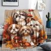 Puppy Print Flannel Blanket, High quality Comfortable for All Seasons, Home Decor, Warmth and Comfort, Perfect for Christmas Gifts