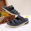 Plus Size Women Thick Sole Hook‑and‑Loop Stitched Sports Wedge Sandals