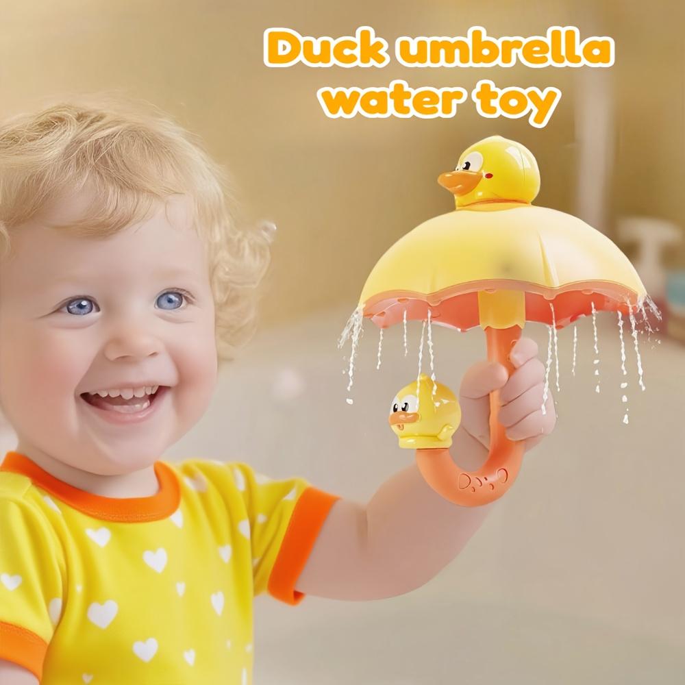 Interactive Water Flow, Soft Bath Tub Companion For Babies, Sensory Play &Bathtub Fun Duckling Bath Toy With Umbrella