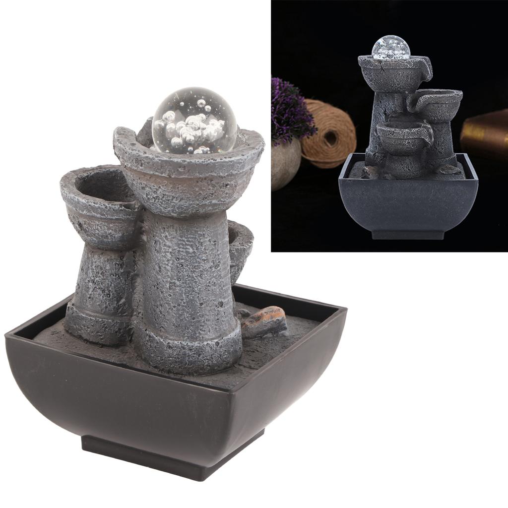 LED Illuminated Tabletop Waterfall Flowing Water Fountains with   for   Feng Shui Decoration