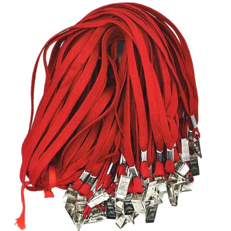 100 Pcs Lanyard with Clip Safety Lanyards Flat Neck Lanyard Neck Straps Black Lanyards for School Activity Classroom