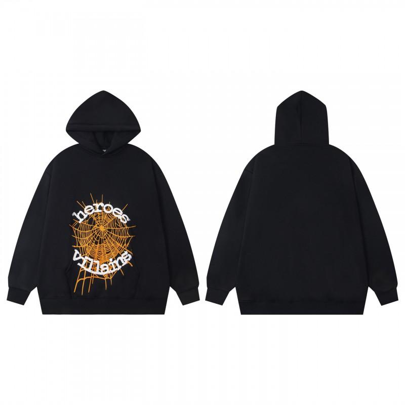 Sp5der Spider Web Foam Print Fleece Hoodie Loose Fit Hip Hop Sweatshirt Men Women