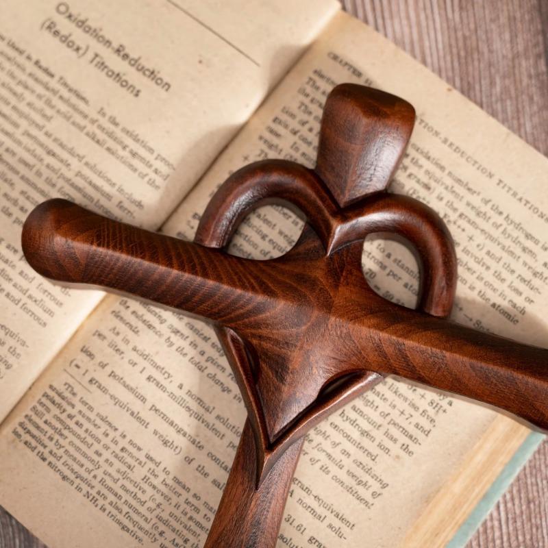 Love Wooden Cross Heart Shape Cross, Christian Interior Wall Decor, Wall Hanging, Hand Carved, Christian Faith Lover's Gift