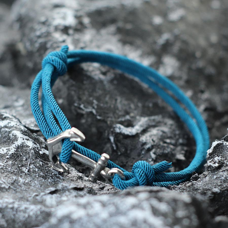 Marine Style Men Anchor Bracelet Handmade  Adjustable Nautical Wrap Braslet Unfading 3mm Thin String Braclet Homme Pulseria