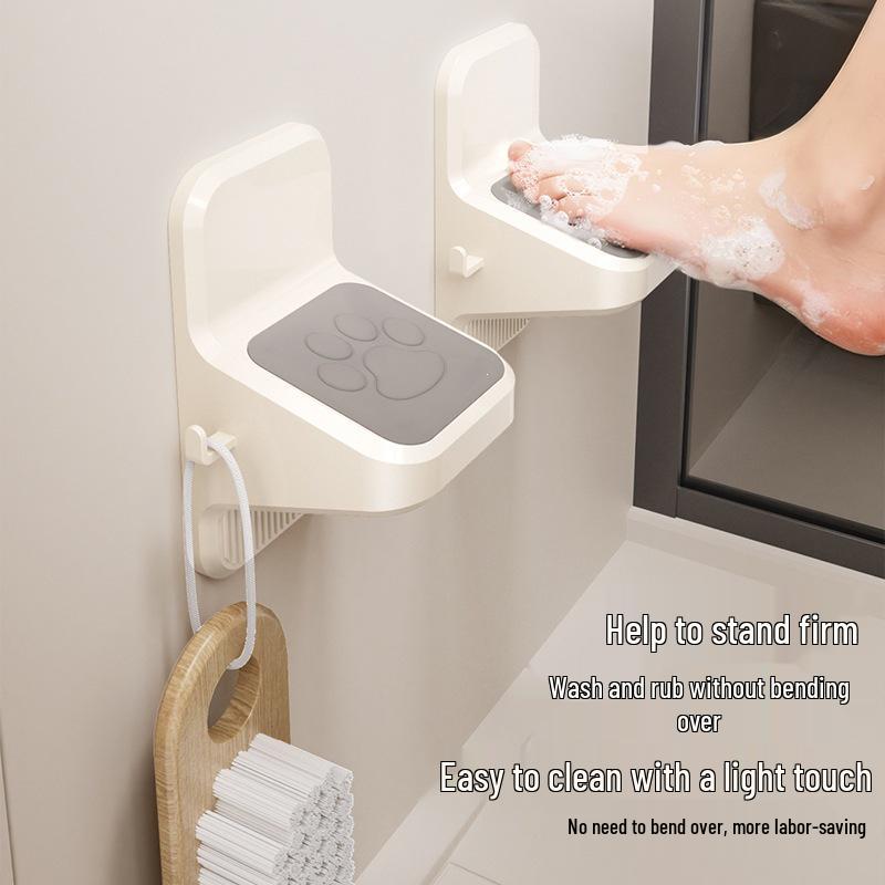 Wall-Mounted Shower Foot Rest for Elderly and Pregnant Women - No-Drill Needed.