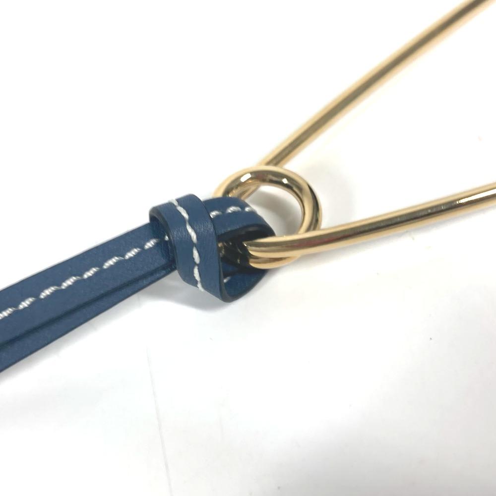 LOEWE Accessories Brooch Metal / Leather Gold/blue Unused