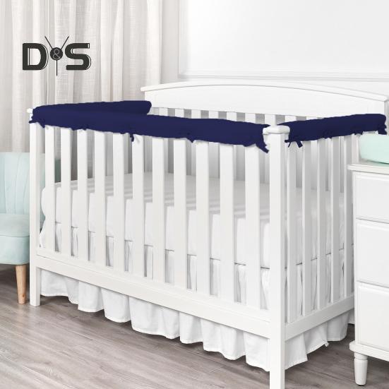 3Pcs Crib Rail Cover Reversible Crib Rail Edge Protector Soft Anti-Collision Teething Strip Universal Baby Crib Corner Guard Safety Bumper