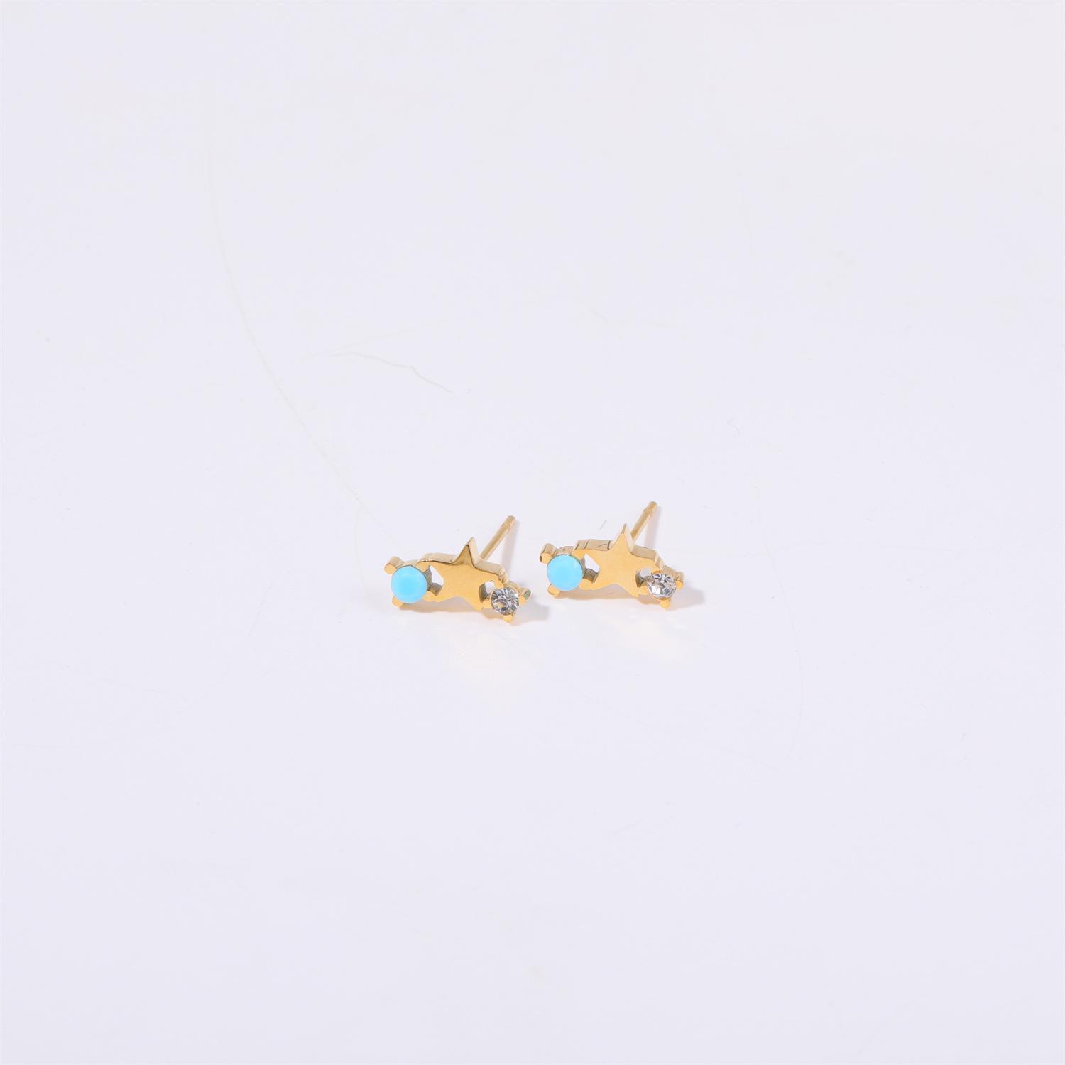 Twelve Constellations Star Titanium Steel Stud Earrings with Real Gold Plating