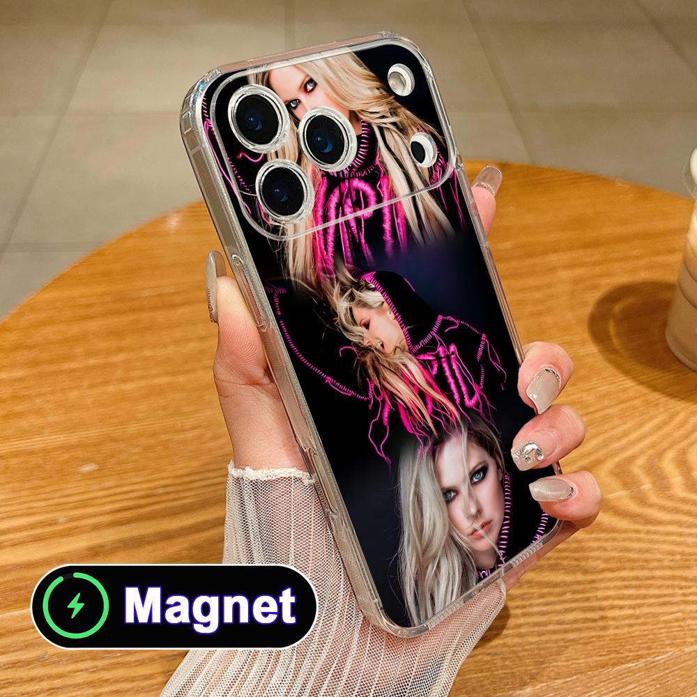 Avril Lavigne Clear TPU Magsafe Mobile Phone Case for iPhone 17 16 15 14 13 12 11 Air Pro Max Plus Mini Colorful Cover