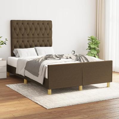 Vidaxl Bed Frame Without Mattress, Dark Brown, 120X200 Cm, With Fabric