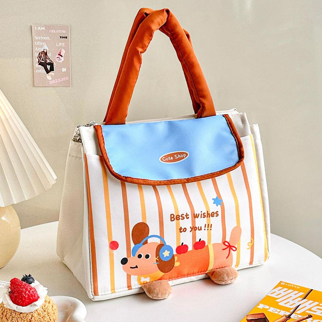 Cartoon Cute Double-Layer Insulated Lunch Bag for Students & Office Workers