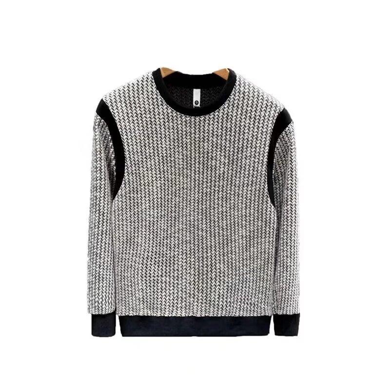 Frühling 2024 Herrenpullover Patchwork Verschiedene Farben Hautfreundlicher Stoff Modisches Vielseitiges Oberteil Lässiges Langarmhemd