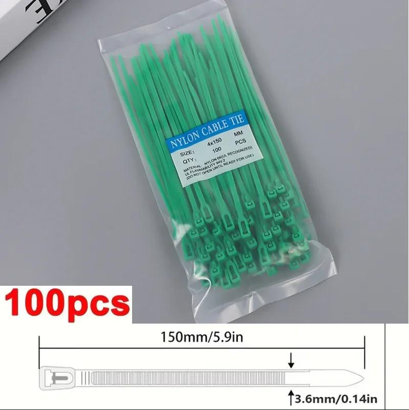 100 Pack Colored Plastic Zip Ties, Reusable Detachable Adjustable Cable Ties for Daily Packing & Decoration