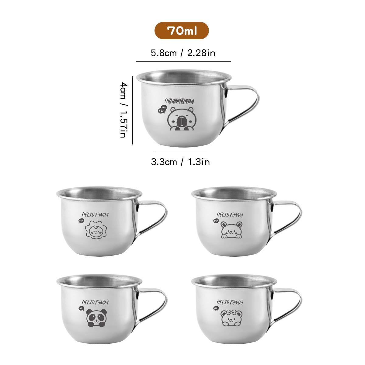 

304 Нержавеющая сталь Мини-стакан для воды с ручкой Милая кружка для молока и кофе Кружка для питья с защитой от ожогов для детей