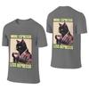 More Espresso Less Depresso Meme Funny Coffee Cat Vintage Poster Fitness Reversible Tshirtniche Design Faderesistant Tee