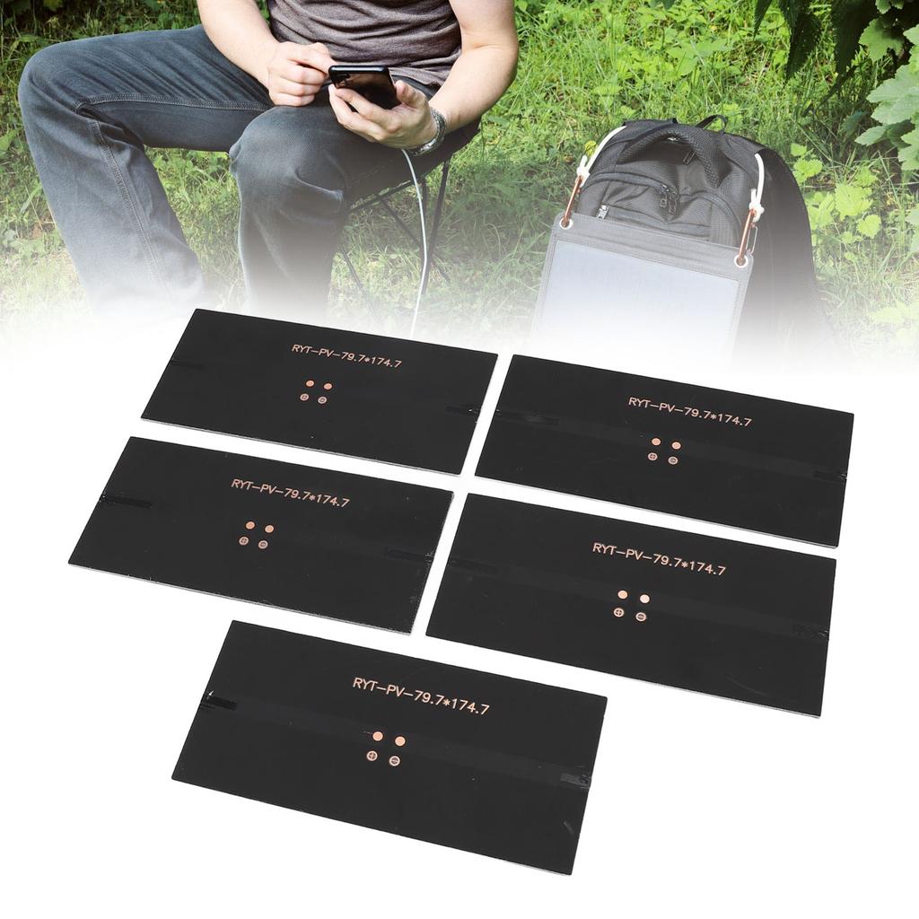 5pcs Solar Panel 5W Single Piece ETFE Monocrystalline Silicon Portable Solar Charging Panel for Scientific Projects Electronic Applications