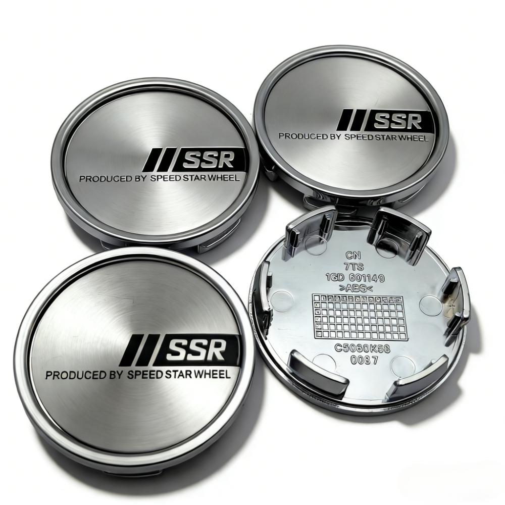 4pcs SSR Logo Emblem Badge Car Wheel Center Caps 58MM Clips 53MM Wheels Hub Cap Rim Hubcaps Dust Cover Replace Car Accessories