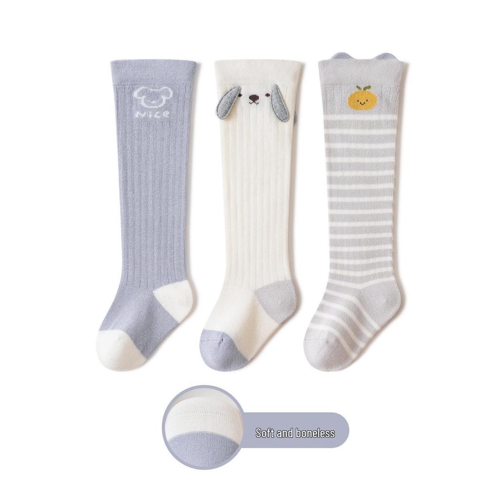 Infant Knee-High Cartoon Socks: Pure Class A Cotton, Non-Binding, Perfect for Spring, Autumn & Winter