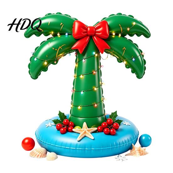 Durable PVC Holiday Stickers Christmas Toilet Lid Decal Tropical Coconut Tree Bathroom Stickers Island Easy Apply Decals Style Restroom Mural