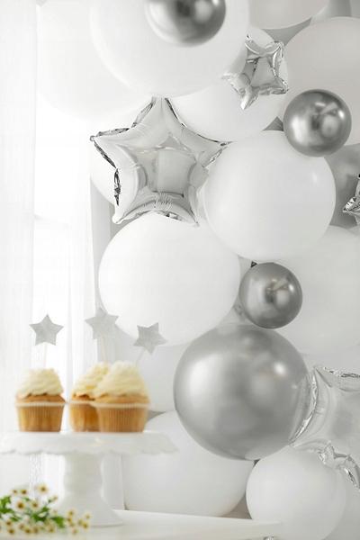Balony Foliowe Gwiazdka, 22Cm, Srebrny 25Szt.