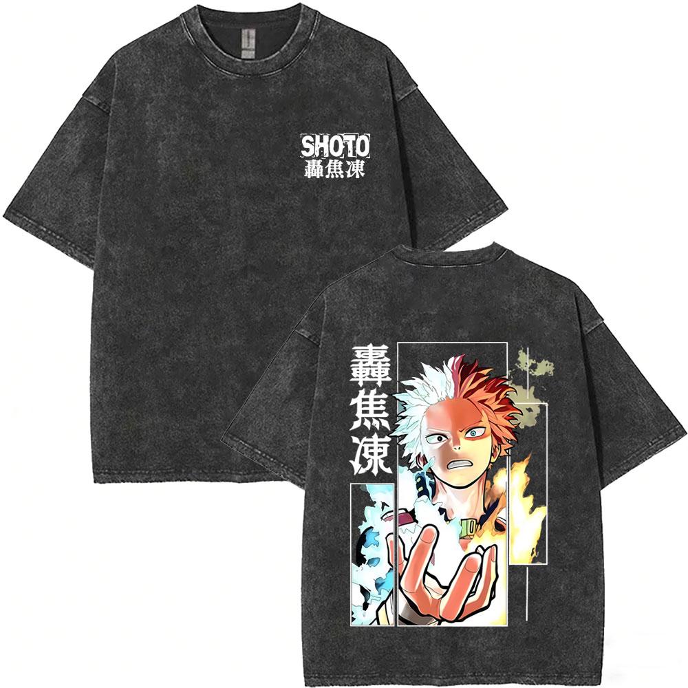 Washed Vintage Anime My Hero Academia Midoriya Izuku and Bakugou Katsuki Merch T Shirt Men Women Casual Retro Oversized Tshirts