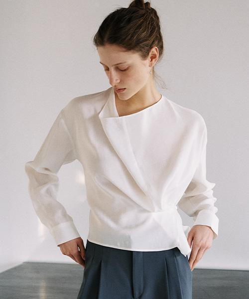 ANGELO BIANCO Cowl Neck Wrap Blouse