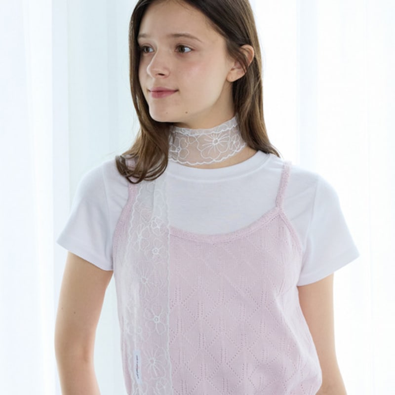 PINK PINEAPPLE FIELD LACE SCARF_WHITE