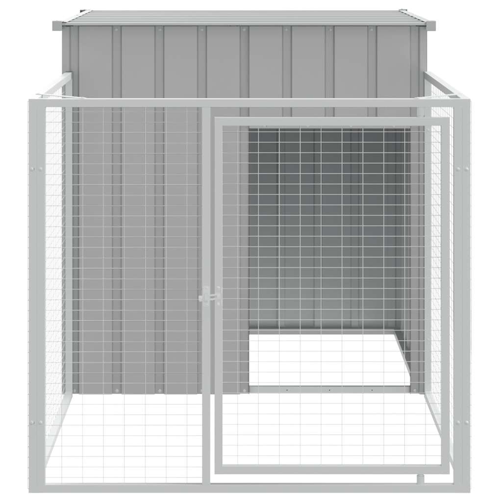 Vidaxl Dog Kennel, With Run, Light Grey, 110X201X110 Cm, Steel