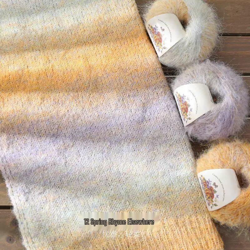 Filato in Lana Alpaca Mohair Seta Tinta Unita per Lavorare a Maglia a Mano Maglioni, Sciarpe e Sciarpe