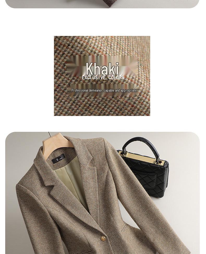 Chaqueta de Traje de Lana de Alta Gama para Mujer - Casual Invierno 2025, Estilo Diosa para Oficina y Desplazamientos