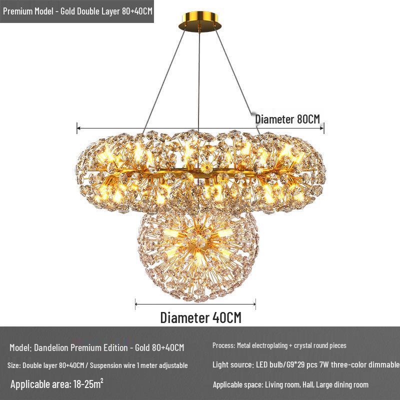 Modern Crystal Dandelion Chandelier for Living Room, Bedroom, or Dining Room - 2025 Style