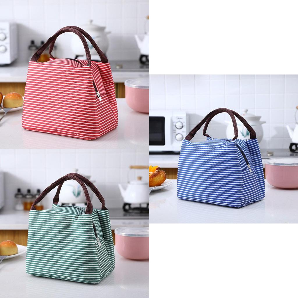 Factory Direct Sales Striped Design Insulated Lunch Bag Thermal Bag Cube Shape