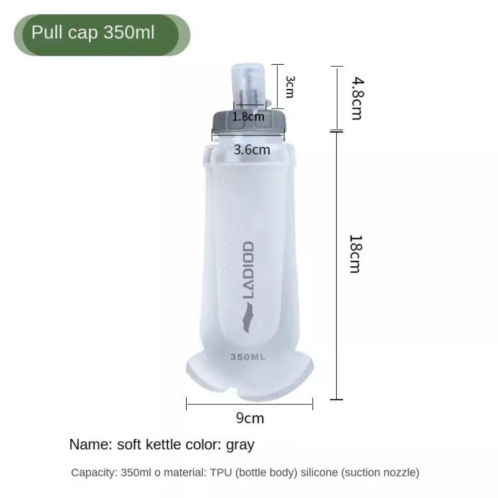 350ml Soft Sports Water Bottle TPU Foldable Water Bag Folding Soft Sport Bottle Camping серый