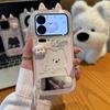 Hollow cute puppy suitable for Apple 17/16pro contrasting color mobile phone case ins spring anti-drop iPhone15 women